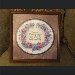 Vintage decor framed picture home interior 16”x16” Bible verse 1980’s  Homco
